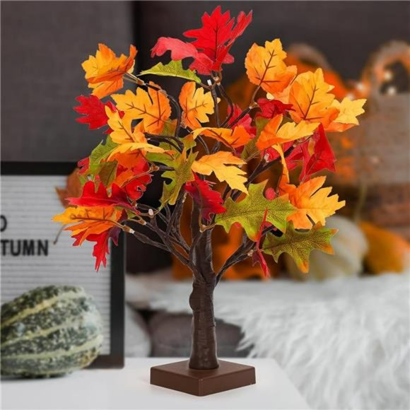 24 LED Fall Lighted Maple Tree Light, Thanksgiving  Table Light - Picture 6 of 7